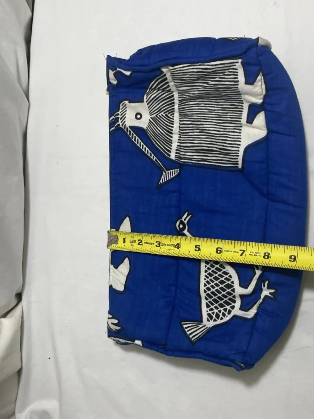 Handmade Blue African Print Padded Cosmetic Makeup Travel Zip Pouch Bag Organize